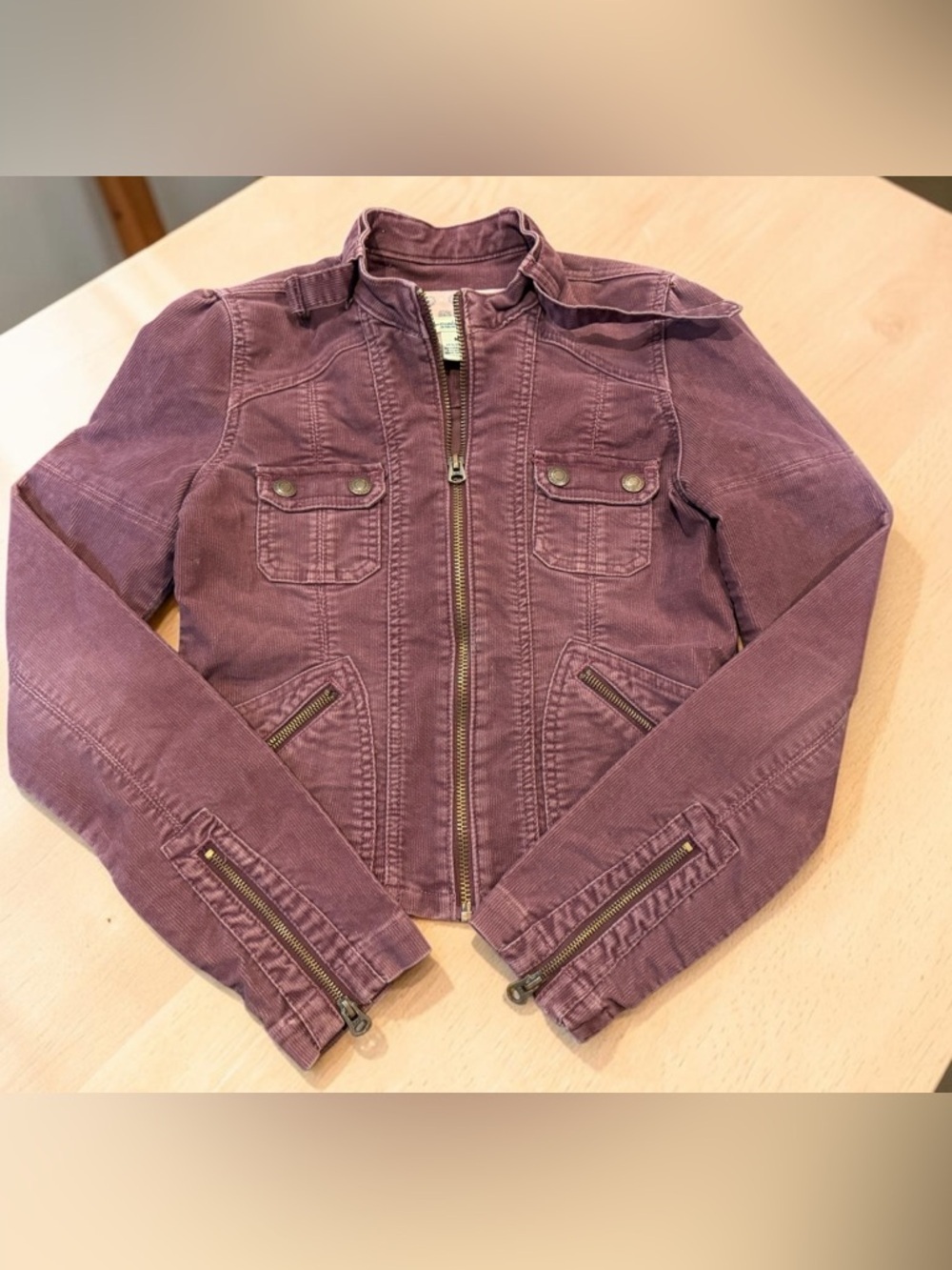 Vintage Abercrombie and Fitch Corduroy Jacket Zip Motto Fitted Y2K - Picture 2 of 4